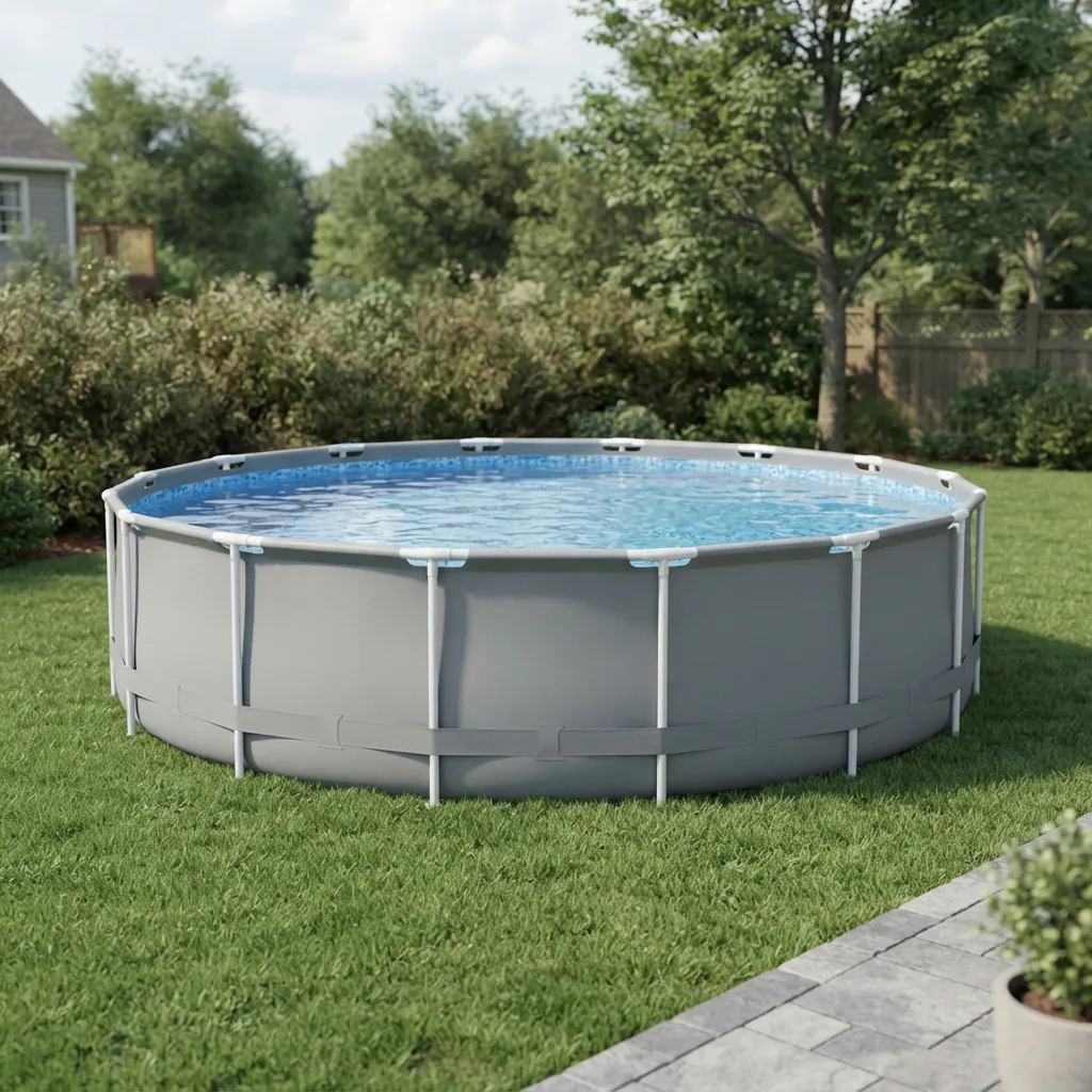 The Summer Waves 14Ft Pool, a simple round above ground pool in a backyard setting.