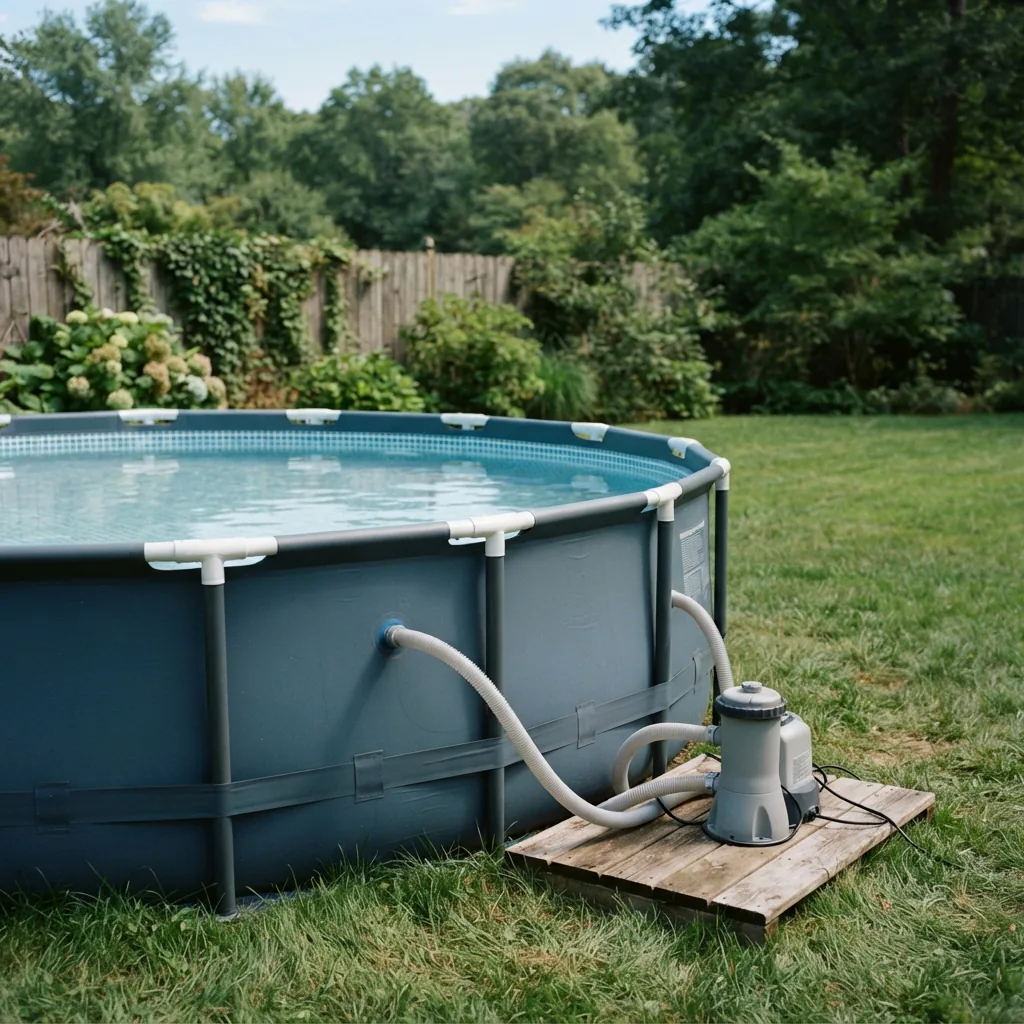 The Summer Waves 14Ft Steel Frame Pool with Filter Pump, showing its clean setup.