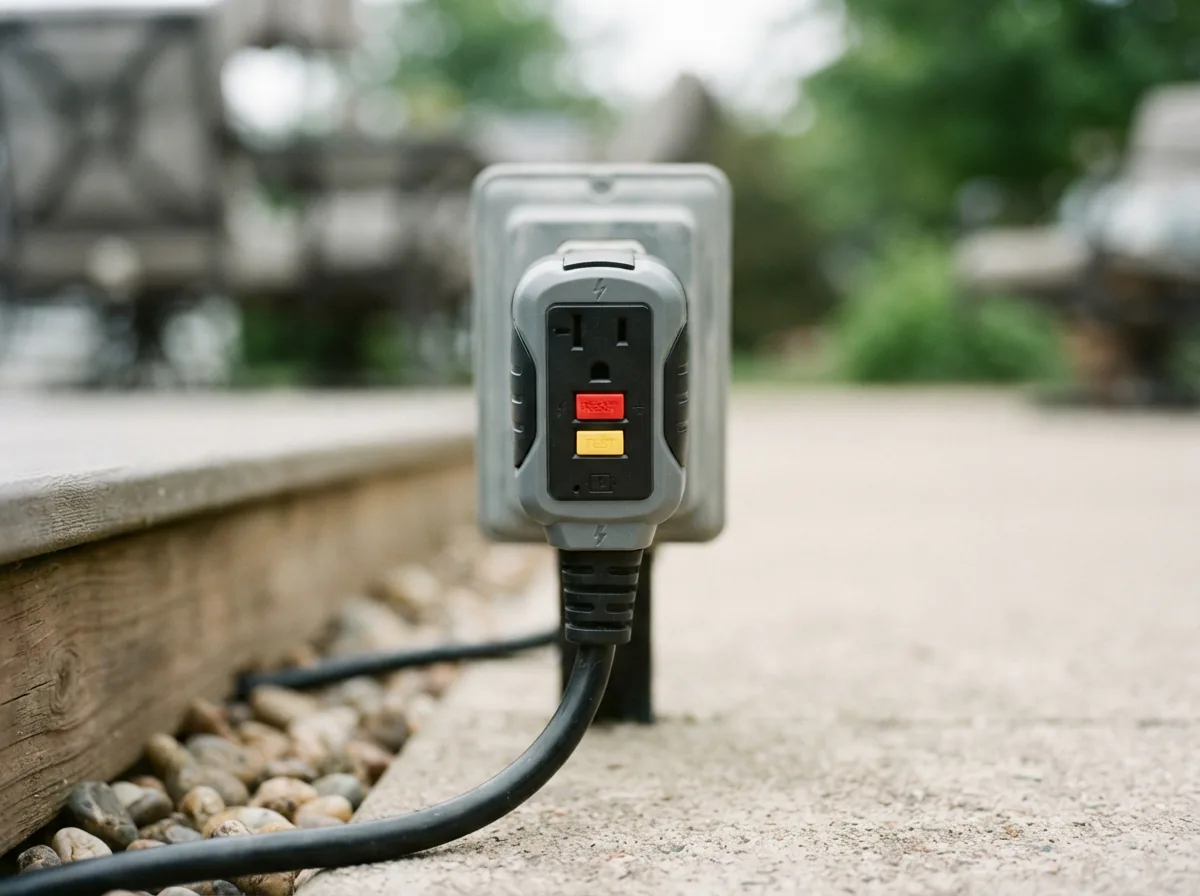 The GFCI plug of the Summer Waves SkimmerPlus pump system, emphasizing its safe electrical design for pool use.