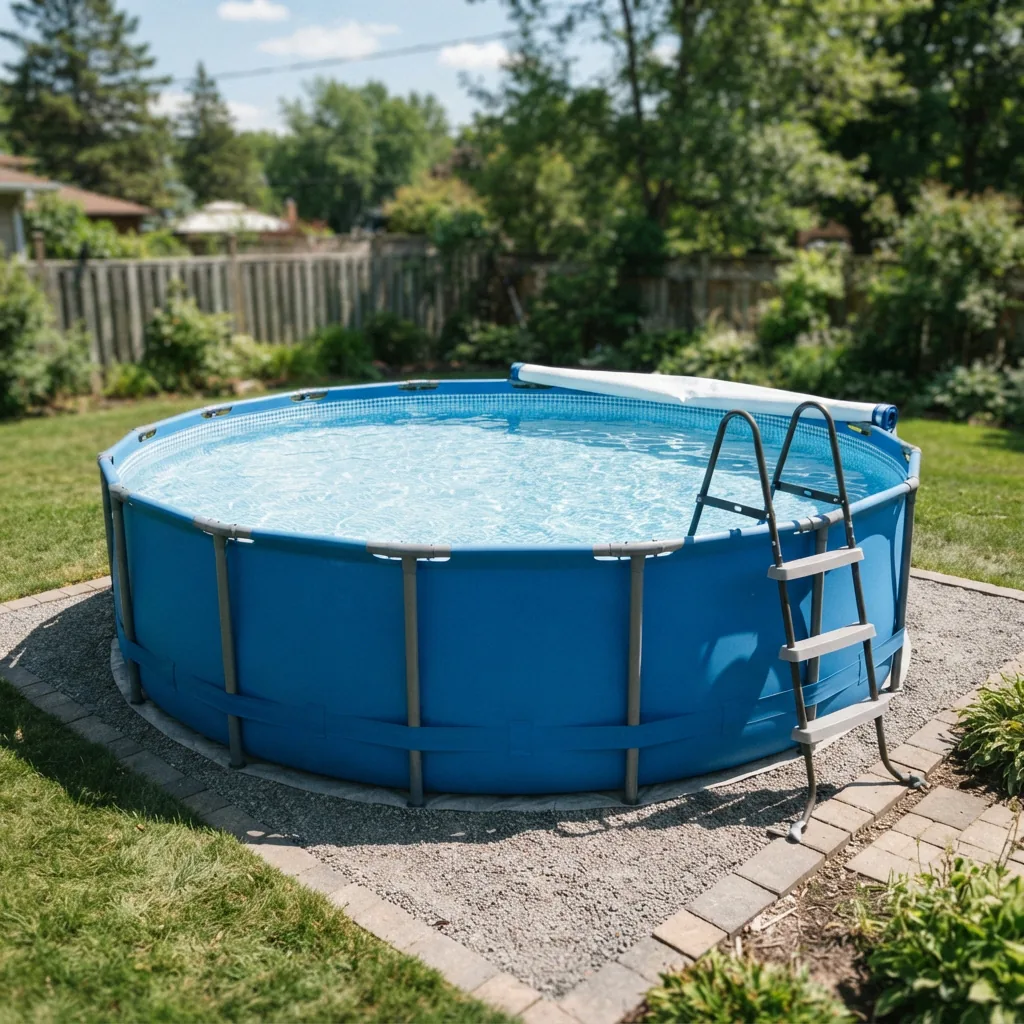 15 ft round metal frame pool with an active frame design
