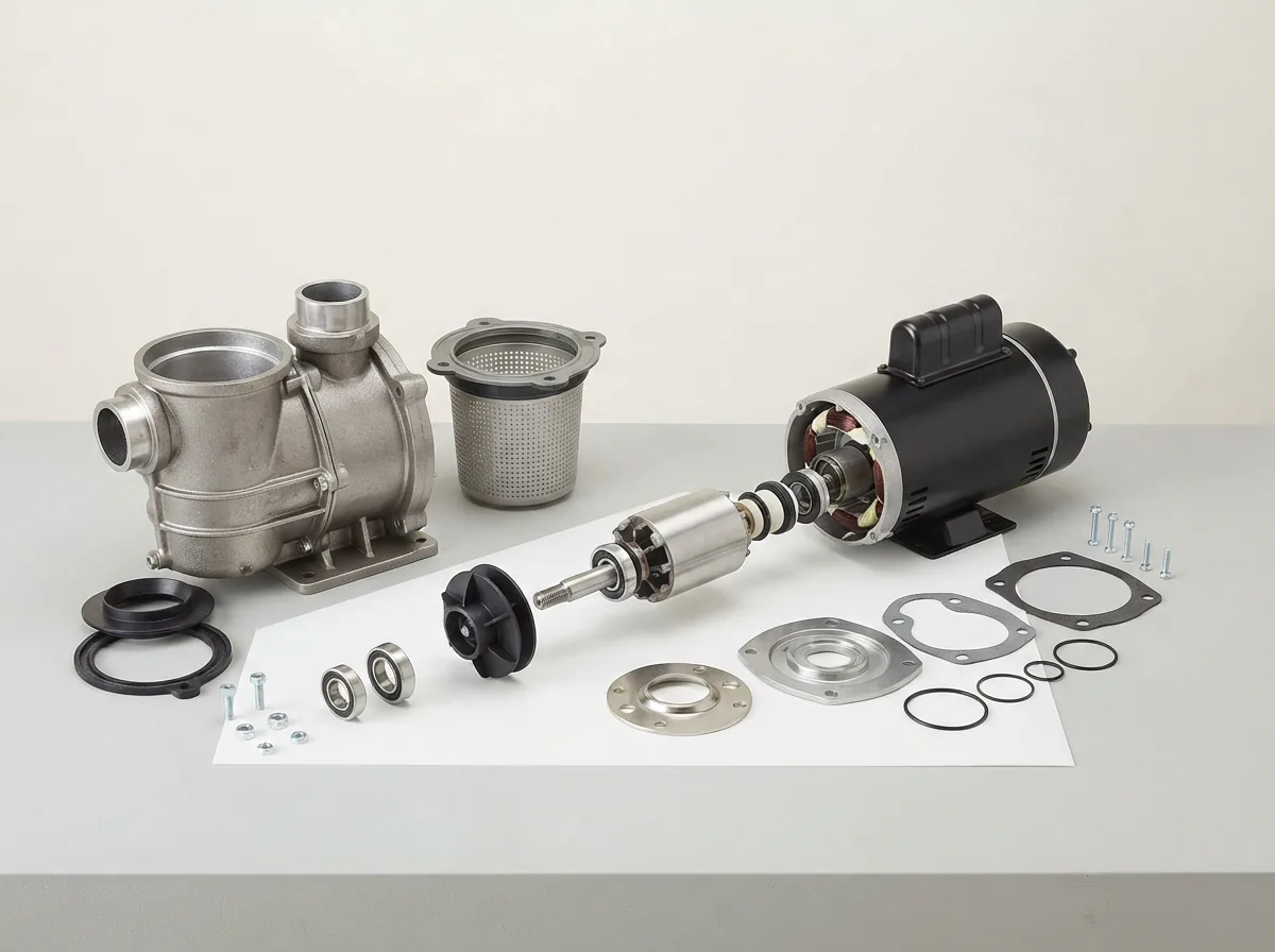 A helpful guide showing key components of an above-ground pool pump system.